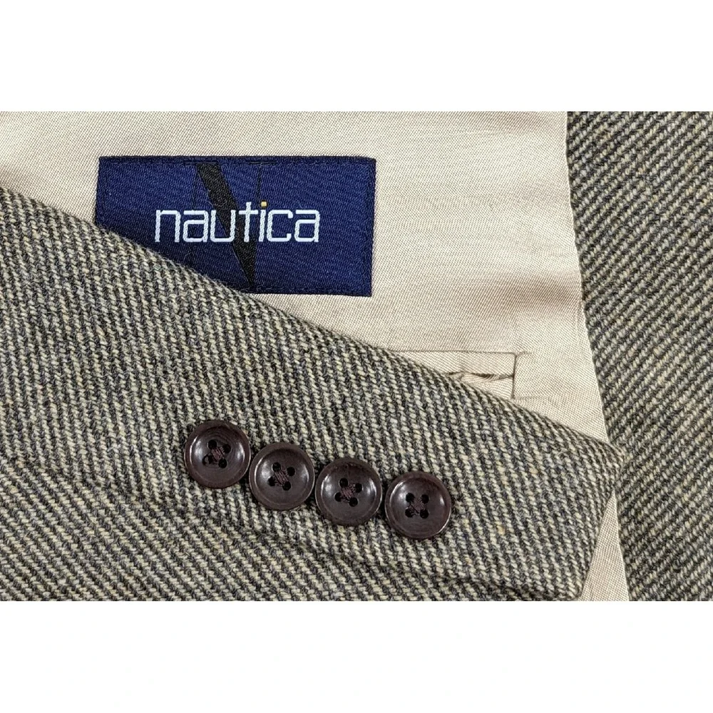 Nautica‎ Mens Blazer Sport Coat Two Button Jacket Wool Cashmere 44L Casual soft